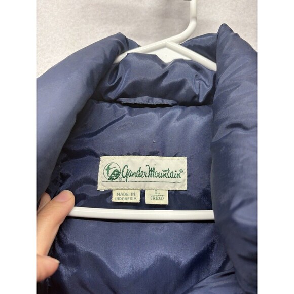 Vintage 90s Gander Mountain Duck Down Vest Men’s L 1990s Dark Blue Puffer Coat - Picture 2 of 6